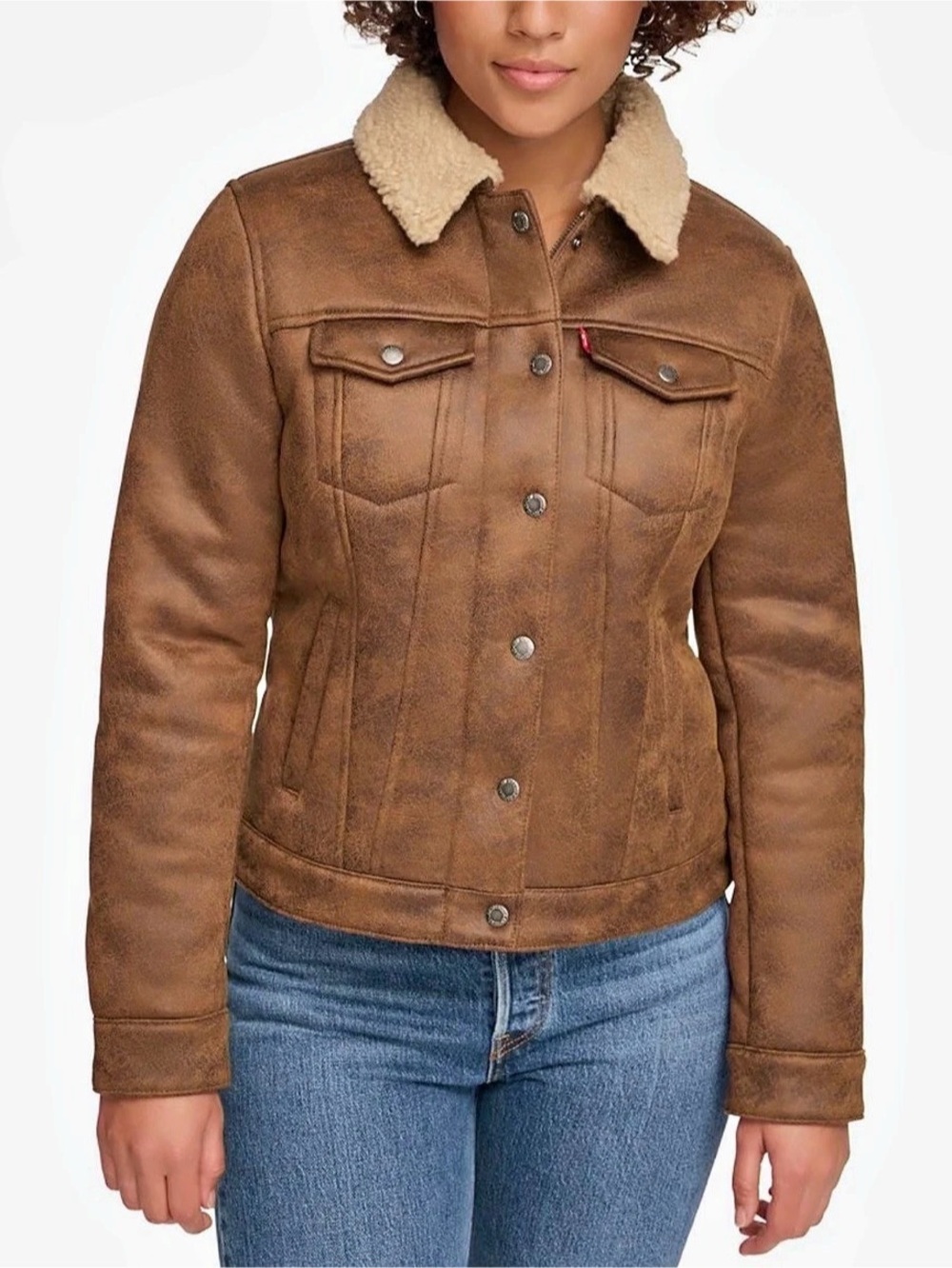 Levi's Faux Suede Sherpa Jacket Brown